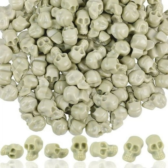 Harliver 50PCS Mini Skulls Heads Miniature Figurines Decorations, Fake Plastic Realistic Artificial Skeleton Skulls Head Prank Props for Halloween Party Bar Home Table Decorations