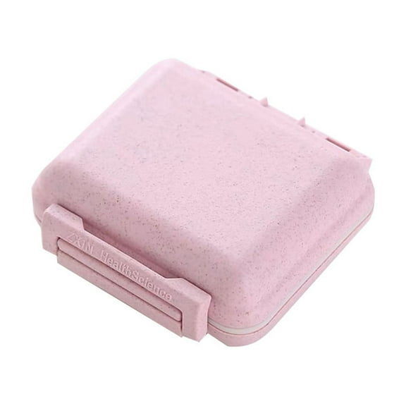 Harliver 6 Compartment Travel Pill Box, Pill Organizer Moisture Proof Pill Case, Small Pill Box for Pocket Purse, Daily Portable Medicine Vitamin Box, Fish Oil Box, Supplement Box (Pink)