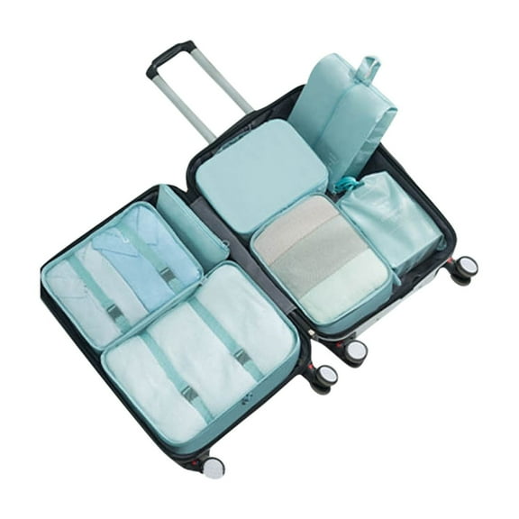 Harliver 7 Set Packing Cubes for Suitcases,Travel Luggage Packing Organizers with Laundry Bag Compression Storage Shoe Bag Clothing Underwear Bag for Man & Women (Sky Blue)
