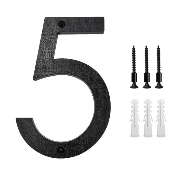 Harliver Address Number for Outdoor Signs, 5 Inch Black Metal Letters with Screws, Metal Modern Outdoor Address Sign for Yard Street and Mailbox, Address Numbers with Exquisite Drawing Process