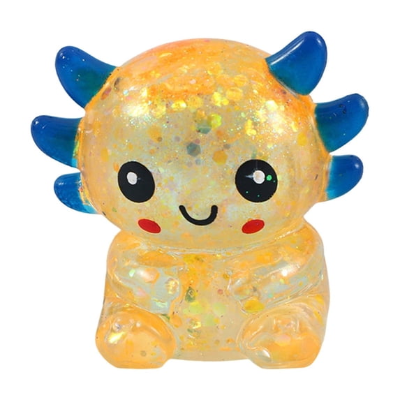 Harliver Axolotl Squishy Stress Ball, Soft TPR Slow Rising Squeeze Ball, Cute Salamander Fidget for Stress Relief, Anxiety Calming Sensory (Orange)