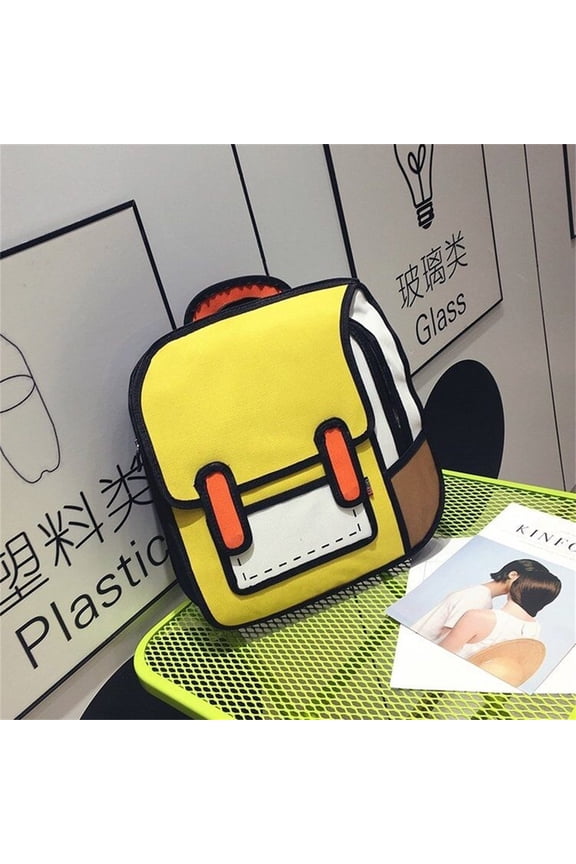Backpack Cute Cartoon 3D Jump Style 2D Drawing from Comic Paper Anime Bookbag School Supplies Fun Daypack,Casual Style Lightweight Canvas Backpack School Bag Travel Daypack