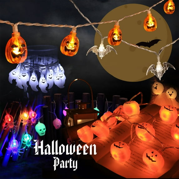 Harliver Battery Operated Pumpkin Lights for Halloween Decorations Indoor, lantern String Lights for Halloween Party Front Door Porch Fireplace Camper Golf Cart Parade Garland Wreath Decor
