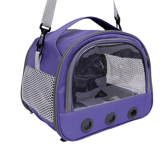 Harliver Bird Travel Carrier, Parakeet Backpack Carriers, Portable Pet Carrier Bag for Bird Cage Accessories, Transparent Travel Carrier Cage for Budgie Conure Cockatiel (Purple)