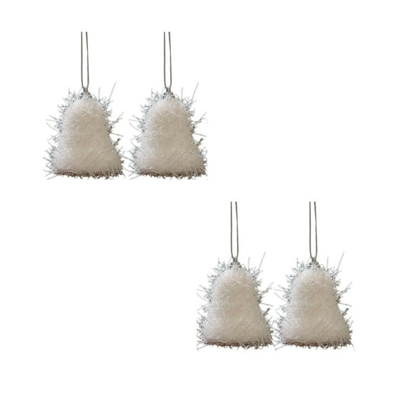 Harliver Christmas Ball Ornaments, White Pinecone Star Hanging Ornament Artificial Christmas Tree Ornaments, Glitter Christmas Flower Ornaments Faux Flowers Ornaments for Xmas Decor (4PCS)