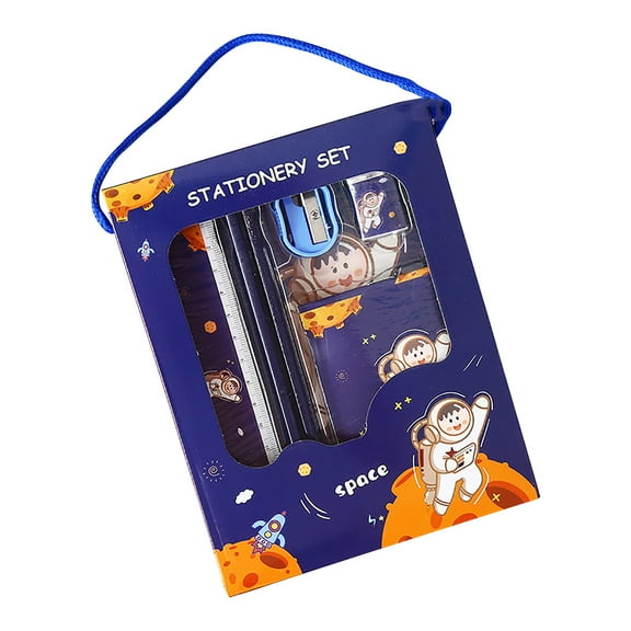 Harliver Creative Pencils 6 Sets Pencil Set, Surprise Office Erasers Craft Kit for Kids Kids Suits Pencils Sharpeners Cartoon School Drawing Pencil Manual Child , Blue