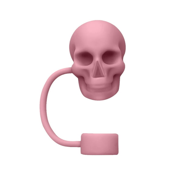 Harliver Cute Skull Straw Toppers, Well Made Skull Shape Silicone Straw Cover, Halloween Straw Toppers 10mm Reusable Drinking Straw Tip Covers Cup Accessories for Halloween Christmas Gifts