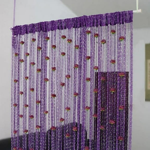 Harliver Decorative Door String Curtain, Rose Thread Door Curtain Panel Fringe, Privacy Door Frame Tassel Rose Thread Door Curtain for Home Décor Door Windows (Dark Purple, 39x79 in)