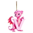 thumbnail image 1 of Harliver Dragon Baby Christmas Hanging Ornaments, 26 Letters Dinosaur Dragon Christmas Ornaments, Cute Cartoon Decorative Car Interior Pendant Hanging Decorations (Pink), 1 of 5