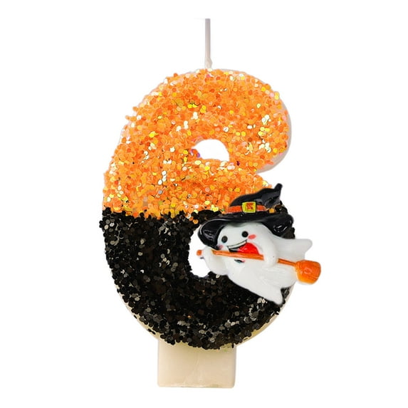 Harliver Halloween Ghost Cake Candle , Cute White Spooky Candle, Halloween Candles Horror Gifts, Orange Butterfly Birthday Number Candles for Cake Candles Party Supplie