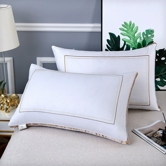 Harliver Luxury Comfy Hotel Collection Bed Pillows for Sleeping, Firm Standard Size, Gusseted Cooling Side Mesh Design with Down Alternative Filling for Back, Stomach or Side Sleepers