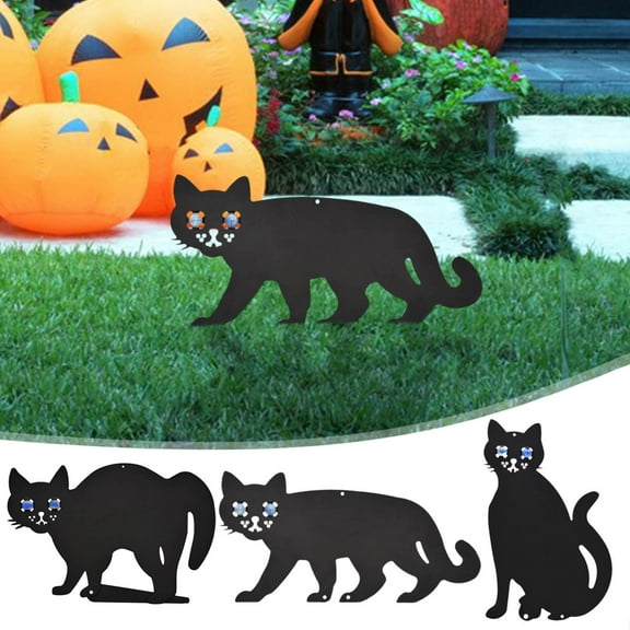 Harliver Metal Cat Garden Decor, Cat Decorative Garden Stakes, Black Cat Silhouette Yard Lawn Outdoor Decorations, Weather Resistance Steel Cat Decor for Cat Lovers