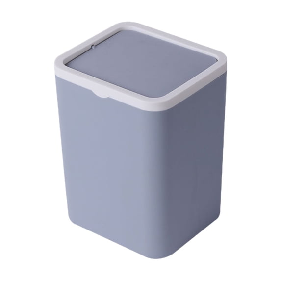 Harliver Mini Desktop Trash Can with Lid, Small Square Countertop Garbage Bin, Plastic Tiny Tabletop Wastebasket for Office/Kitchen/Coffee Table, 6.29×4.8×4.2inch, Blue