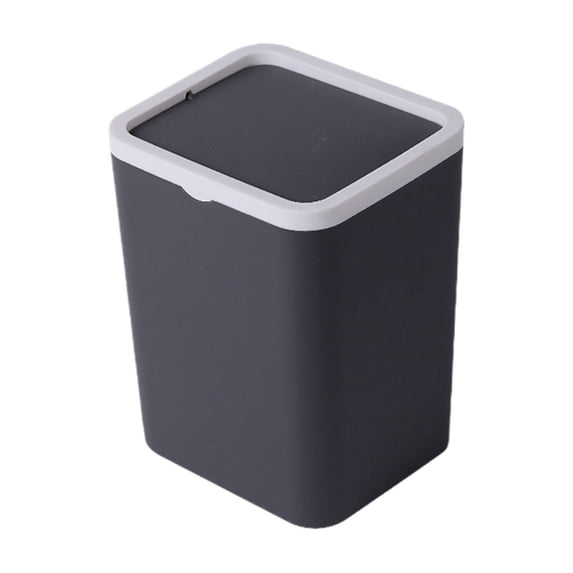 Harliver Mini Desktop Trash Can with Lid, Small Square Countertop Garbage Bin, Plastic Tiny Tabletop Wastebasket for Office/Kitchen/Coffee Table, 6.29×4.8×4.2inch, Gray