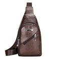 thumbnail image 1 of Harliver PU Leather Sling Crossbody Bag for Men Women, Small Shoulder Pack Cross Body Chest Bags with USB Charging Port Headphone Plug Outdoor Travel Hiking Camping Daypacks (Brown), 1 of 8