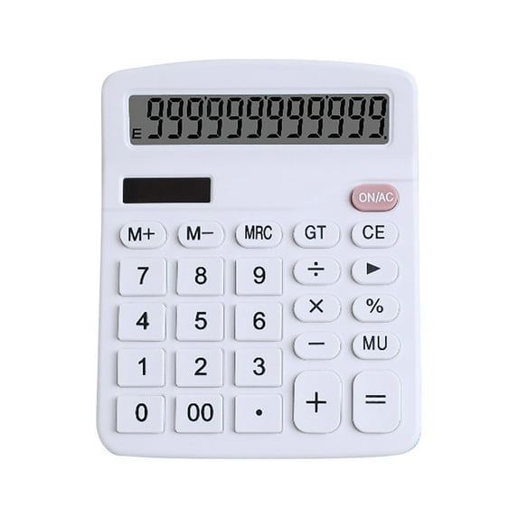 Harliver Pocket Small Size Desk Calculator, 12 Digit Large LCD Display, Basic Tax Function Handheld Desktop Calculator with Solar Battery Dual Power, Perfect for Office, School, Business (White)