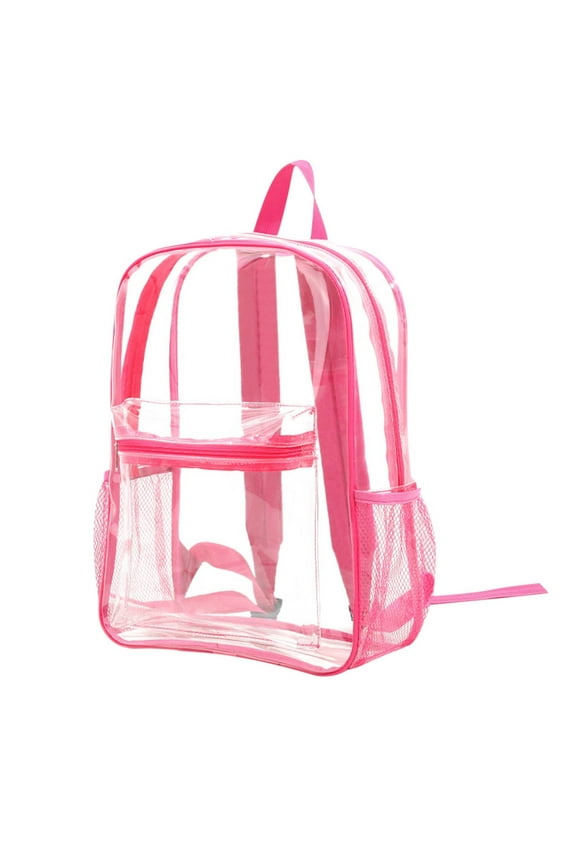 Small Clear Backpack - Stadium Approved 11*15*5.1 inches Clear Backpack for Women with 2 Bottle Holders for Festival Concert Travel Sport Games Venues, Red