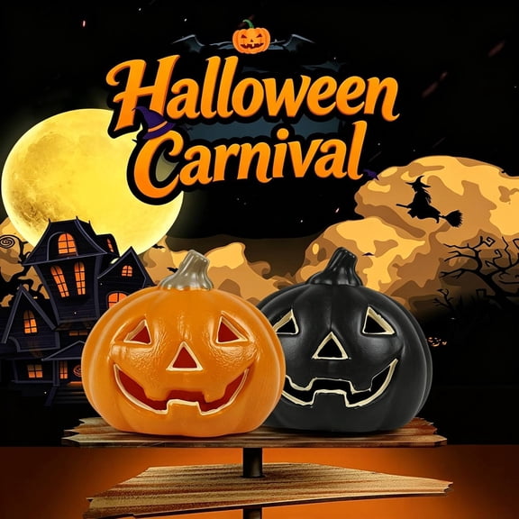 Harliver Small Light Up LED Jack-O-Lantern Battery Operated, Lighted Pumpkin, Indoor/Outdoor, 8 Hour Daily Timer, for Halloween and Thanksgiving Decoration