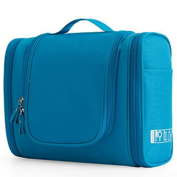 Harliver Travel Toiletry Bag for Women, Portable Makeup Cosmetic Bag with Hanging Hook, Travel Essentials 3 in 1 Packing Organizer Travel Bag for Accessories, Shampoo, Full-size Container, Blue