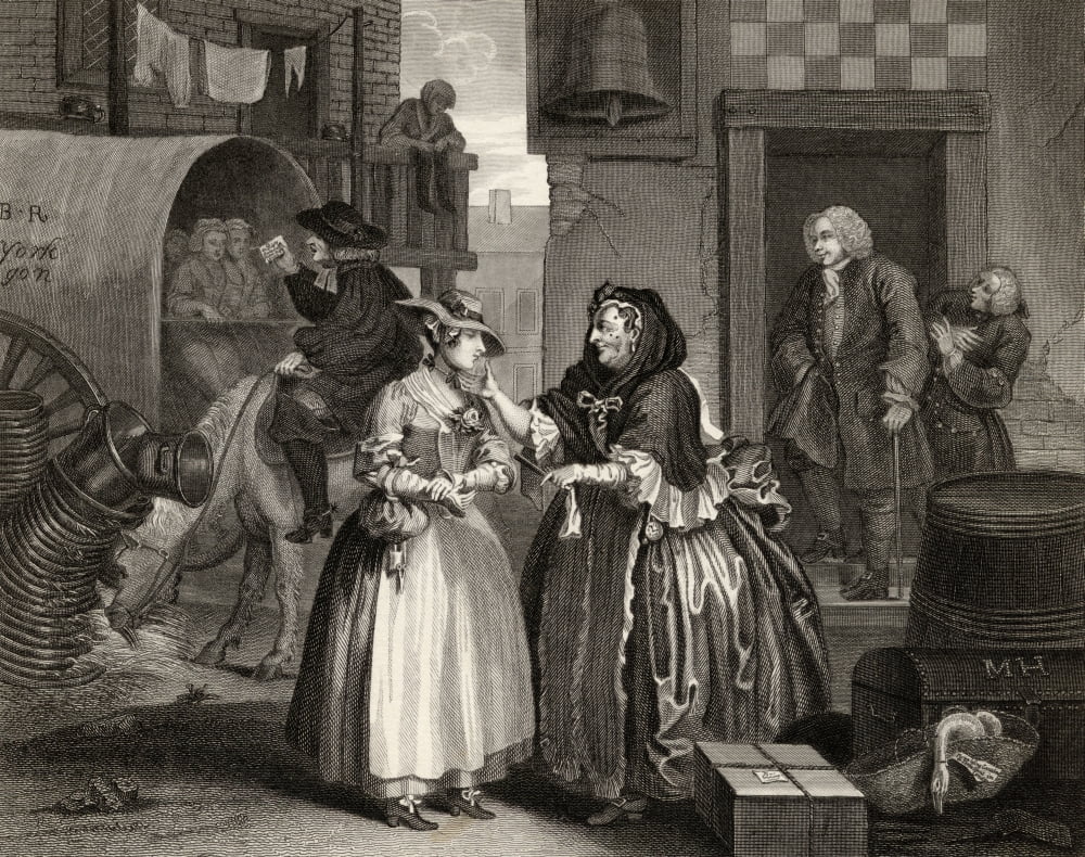The Harlots Progress Ensnared By A Procuress From The Original Picture By Hogarth From The Works Of Hogarth Published London 1833 Canvas Art - Ken Welsh Design Pics (32 x 26)