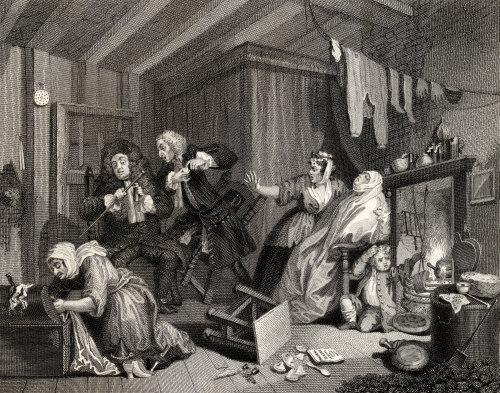 The Harlots Progress Expires While The Doctors Are Disputing From The Original Picture By Hogarth From The Works Of Hogarth Published London 1833 Canvas Art - Ken Welsh Design Pics (16 x 12)