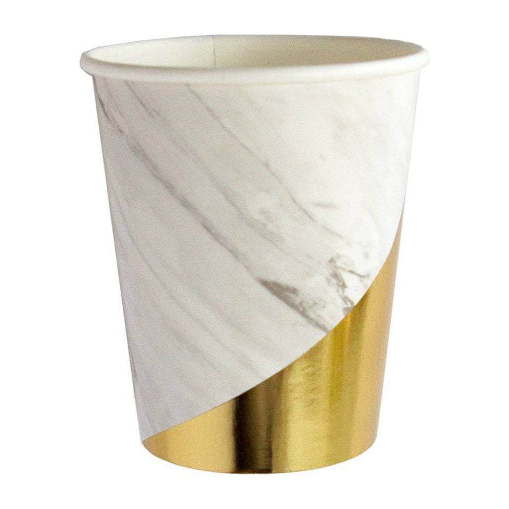 Harlow & Grey, Blanc White and Gold Foil Colorblock Paper Cups, 9 oz, 8 ...