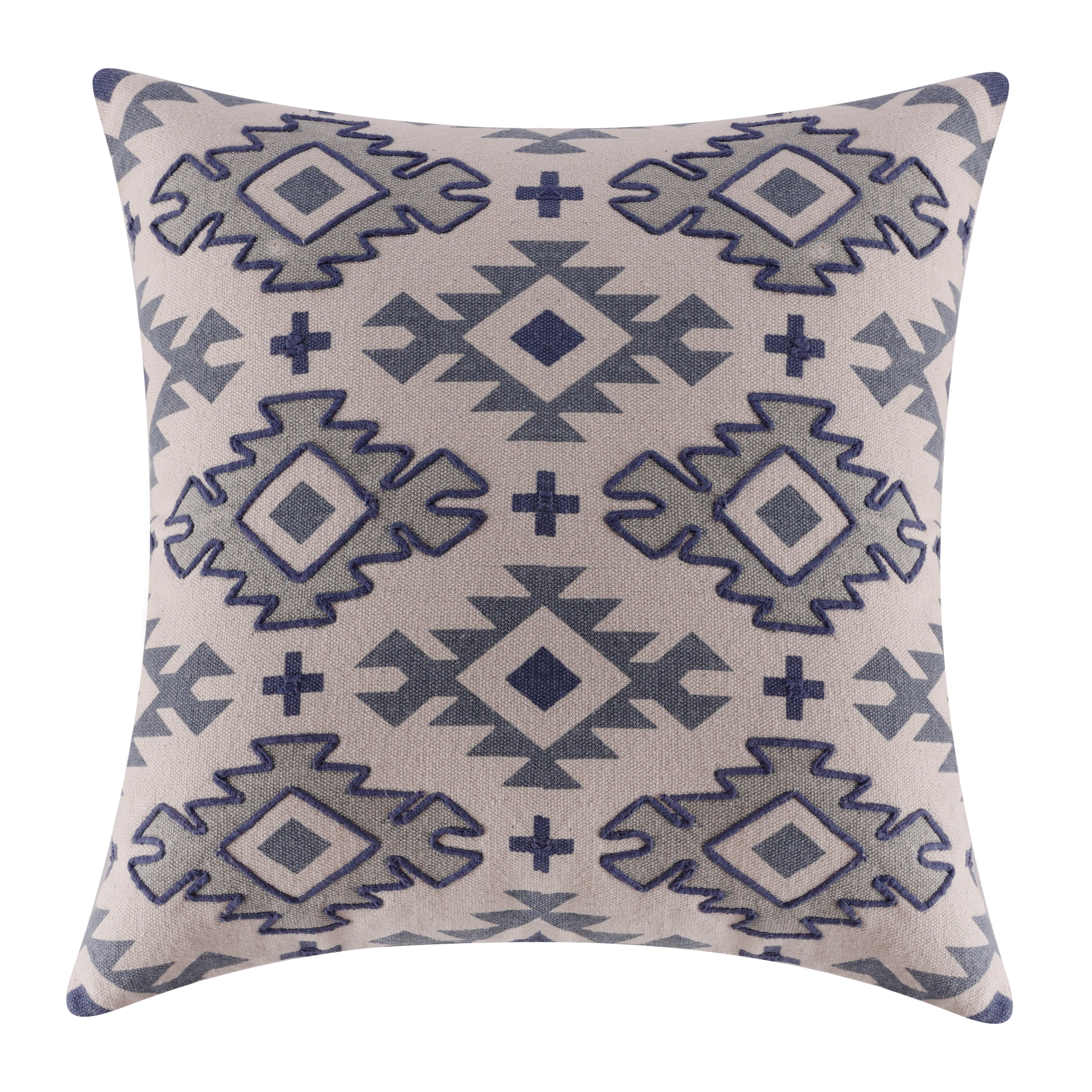 Harlow Hill 20" x 20" Blue/Gray Geometric Cotton Adult Decorative Throw Pillow Cover