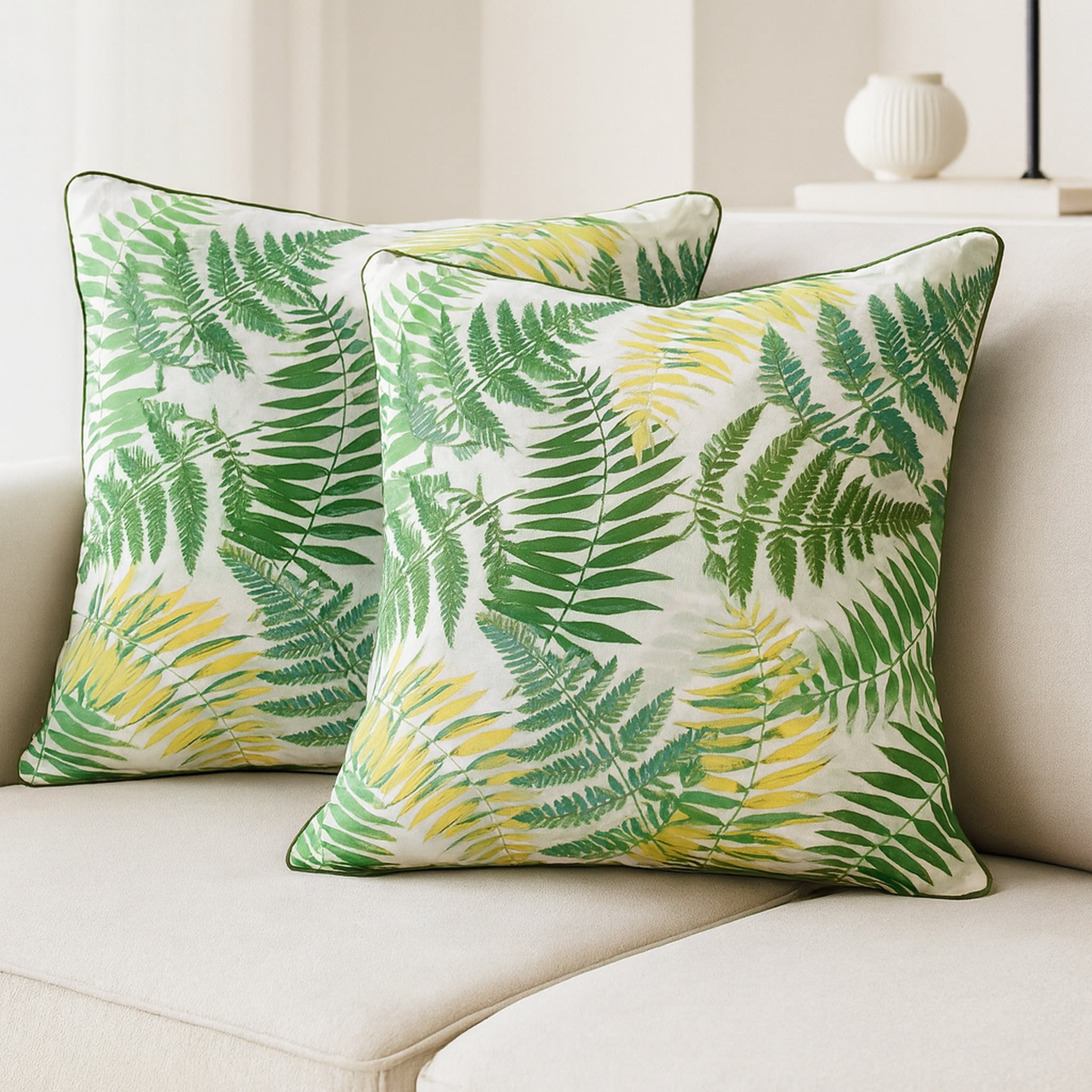 Harlow Hill 20" x 20" Green/Yellow Floral Performance Adult Decorative Throw Pillow Cover