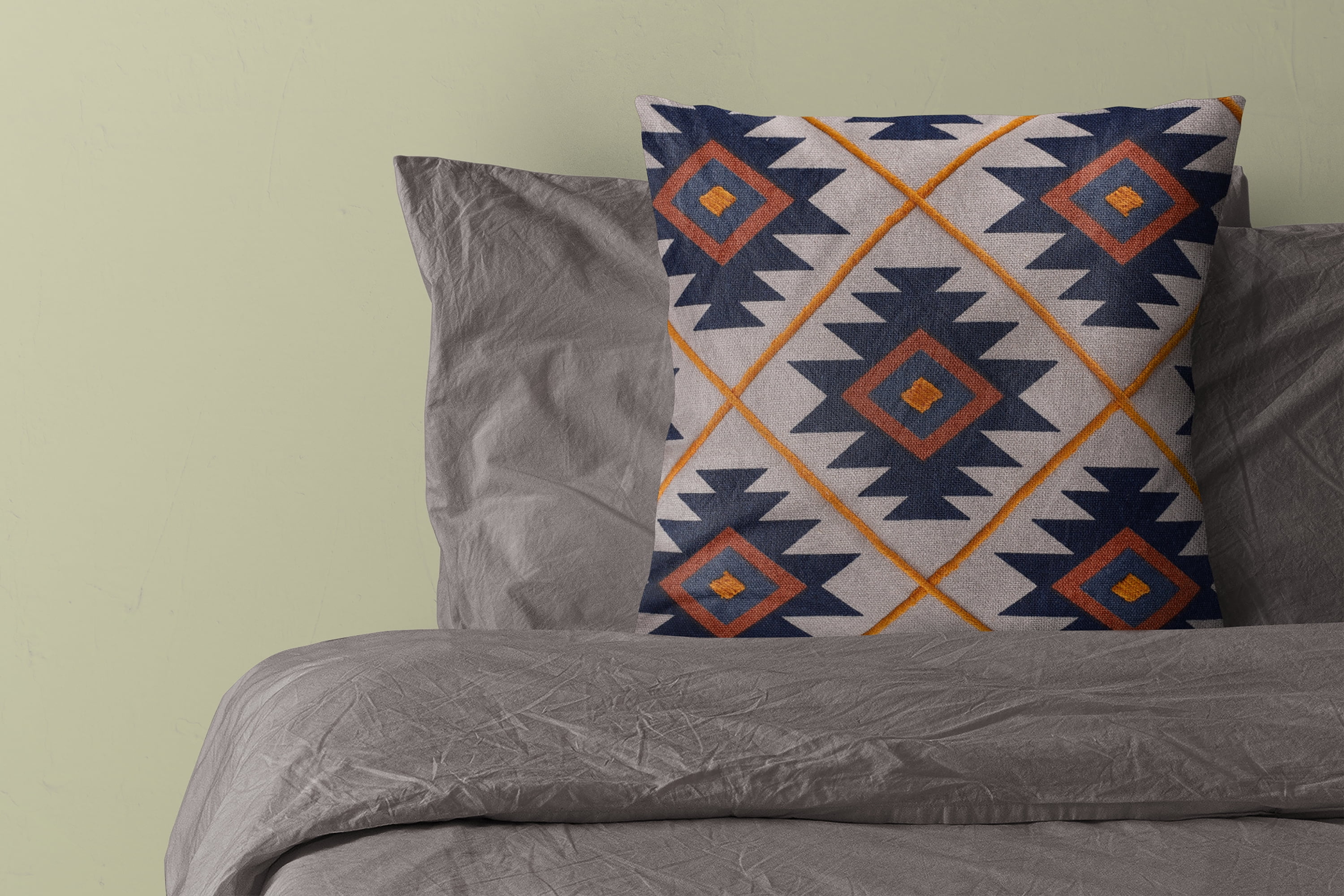 Harlow Hill 20" x 20" Navy/Rust Geometric Cotton Adult Decorative Throw Pillow Cover