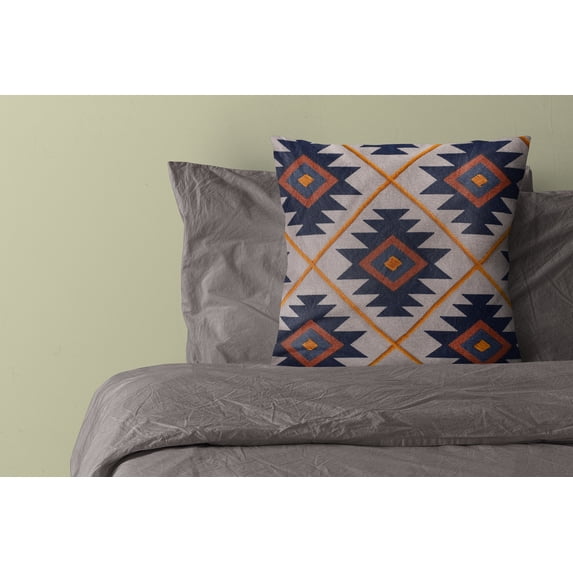 Harlow Hill 20" x 20" Navy/Rust Geometric Cotton Adult Decorative Throw Pillow Cover