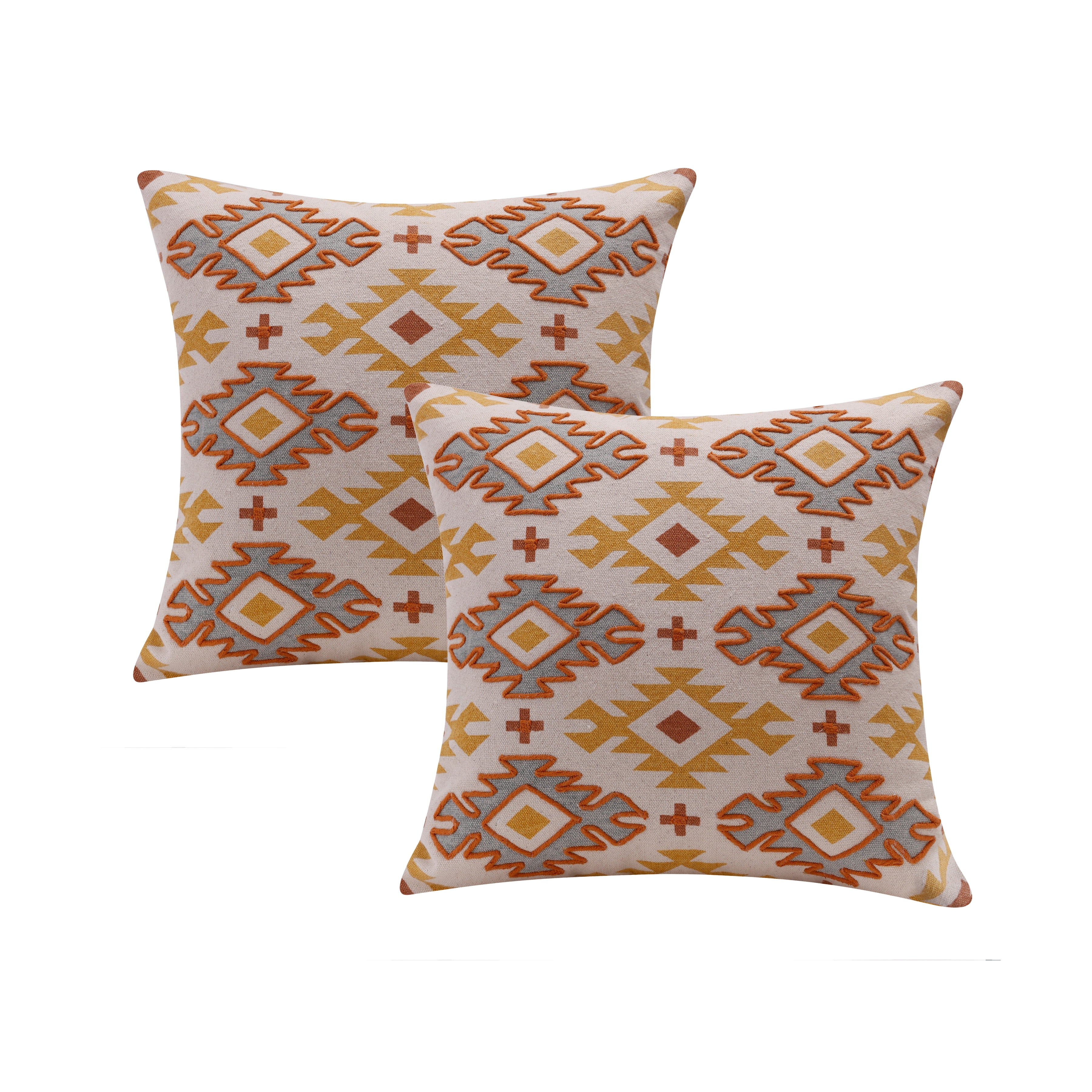 Harlow Hill 20" x 20" Yellow/Rust Geometric Cotton Adult Decorative Throw Pillow Cover