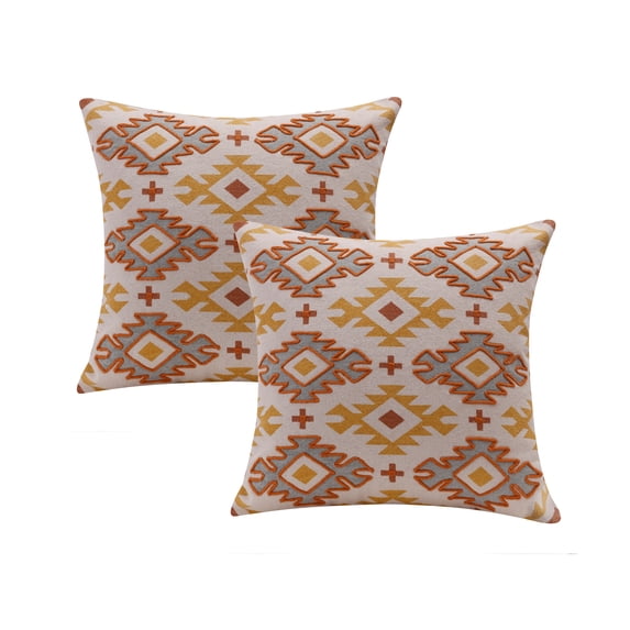 Harlow Hill 20" x 20" Yellow/Rust Geometric Cotton Adult Decorative Throw Pillow Cover