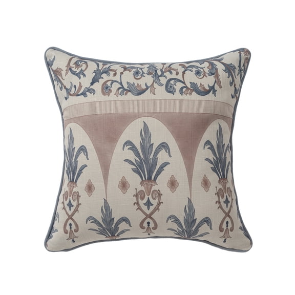 Harlow Hill Alton 24" x 24" Blue/Clay Damask Recycled P.E.T. Decorative Throw Pillow