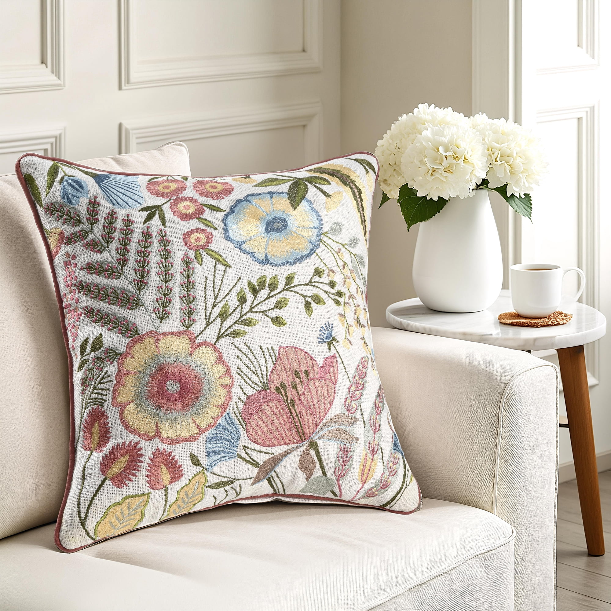 Harlow Hill Camden 20" x 20" Multicoloured Floral Cotton Adult Decorative Throw Pillow Cover