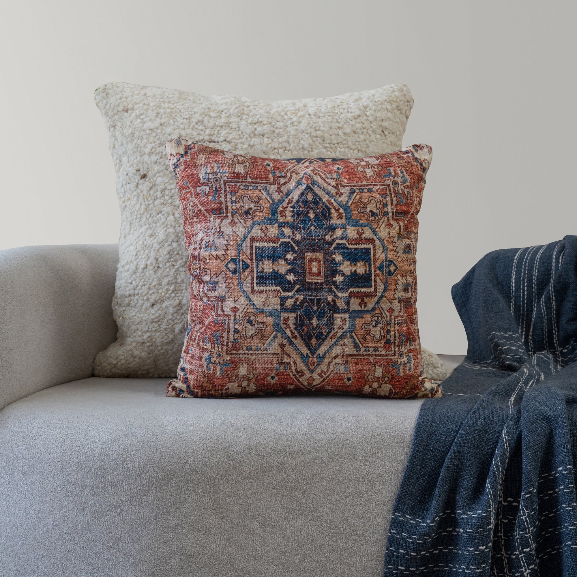 Harlow Hill Charleston 18" x 18" Rust/Navy Medallion Polyester Adult Decorative Throw Pillow