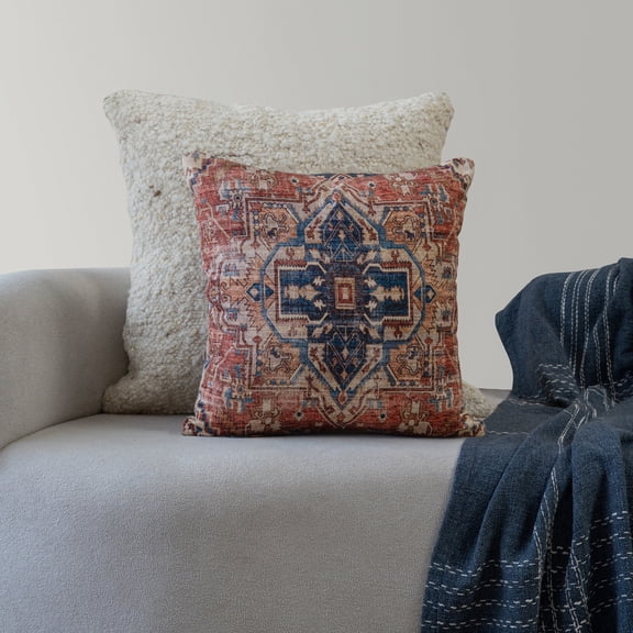 Harlow Hill Charleston 18" x 18" Rust/Navy Medallion Polyester Adult Decorative Throw Pillow