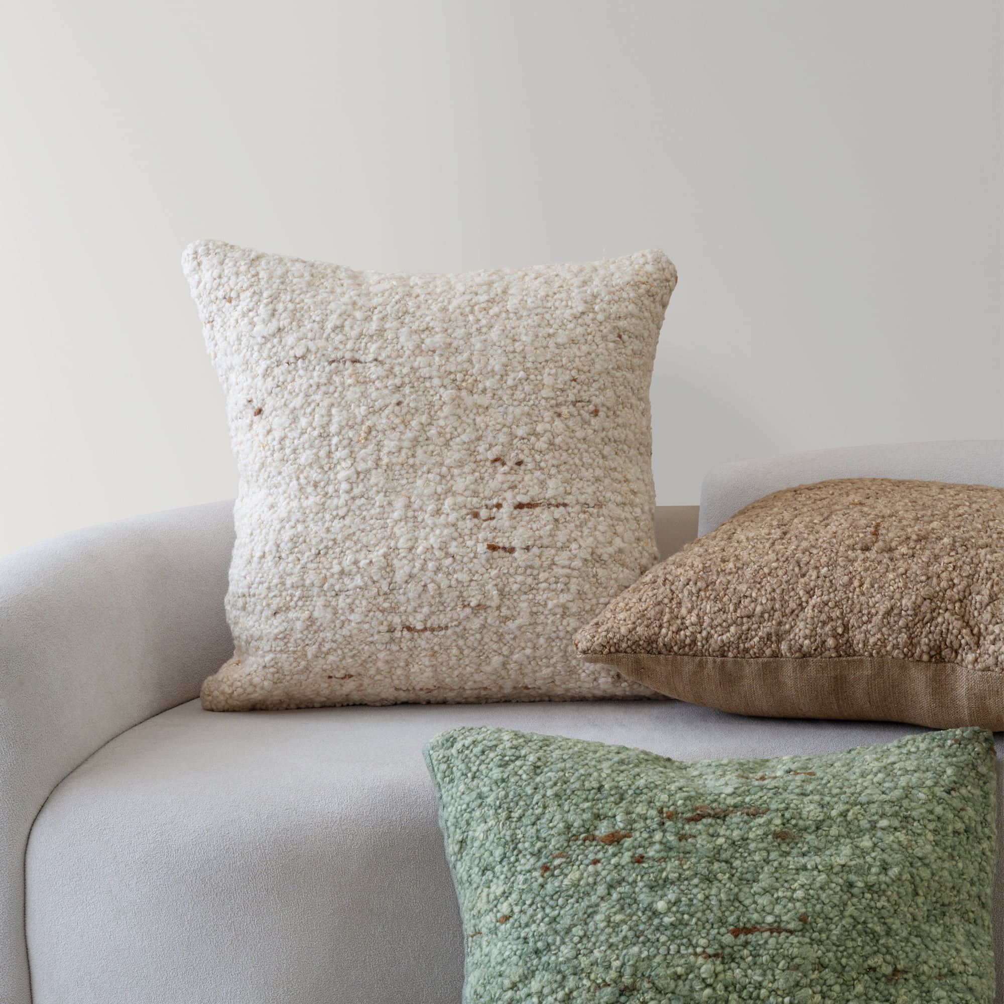 Harlow Hill Chester 24" x 24" Ivory/Beige Boucle Wool Adult Decorative Throw Pillow Cover