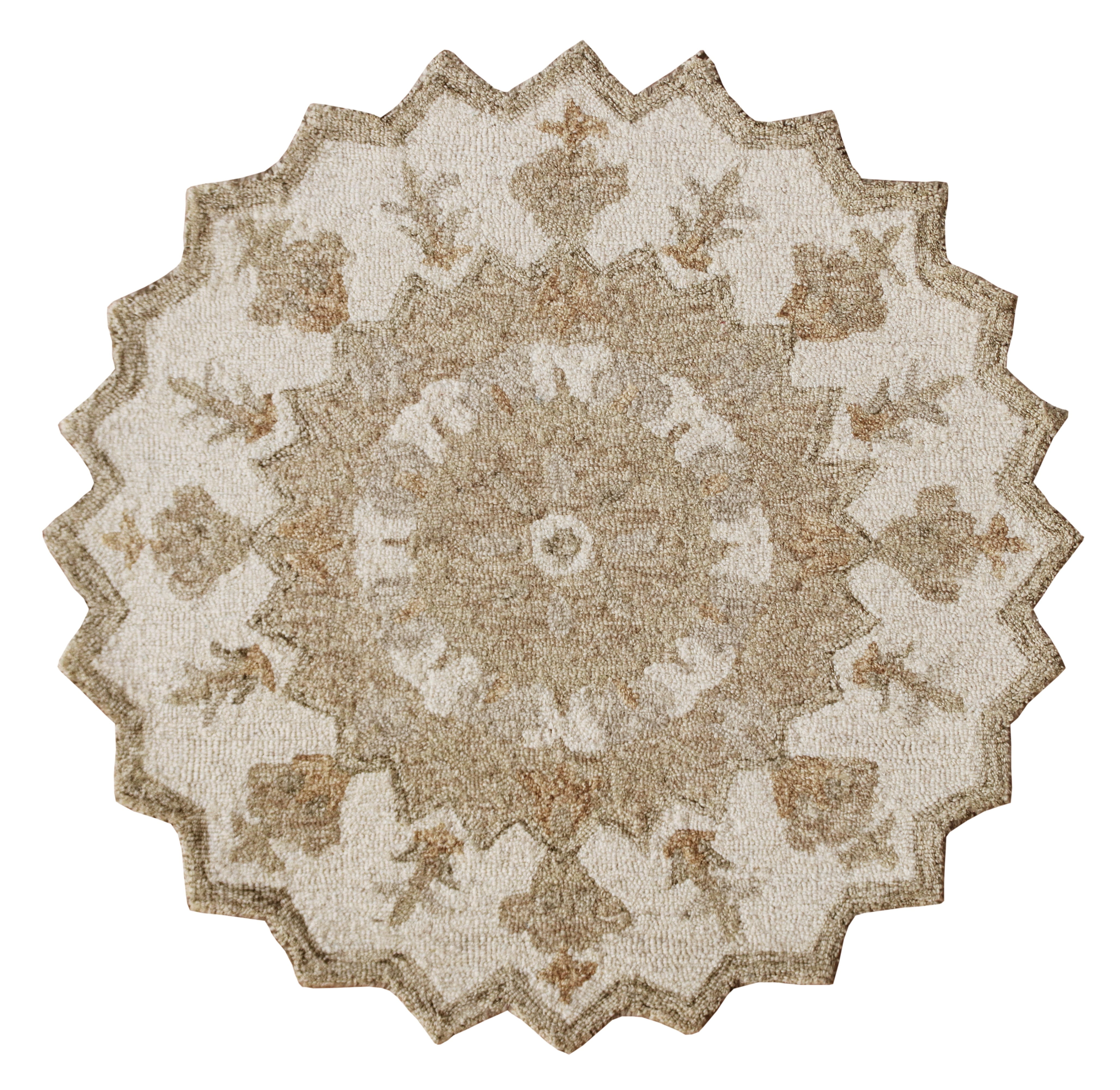 Harlow Hill Daisey Beige Medallion Wool Indoor Area Rug6' Round
