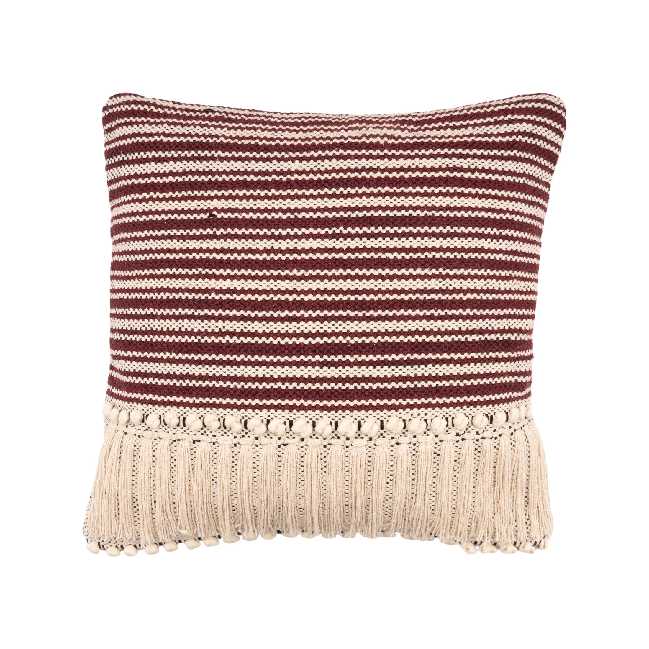 Harlow Hill Daniel 20" x 20" Maroon/Black Striped Cotton Adult Decorative Throw Pillow Cover