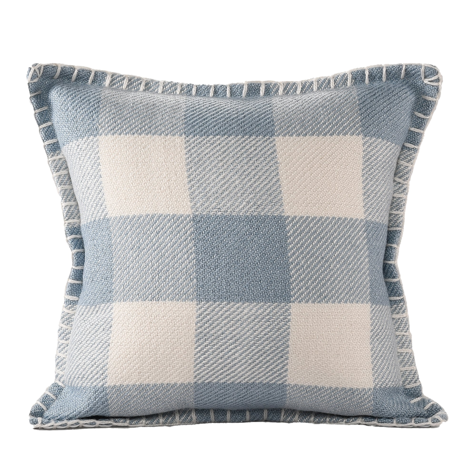 Harlow Hill Eva 20" x 20" Blue/Ivory Plaid Performance Adult Decorative Throw Pillow Cover