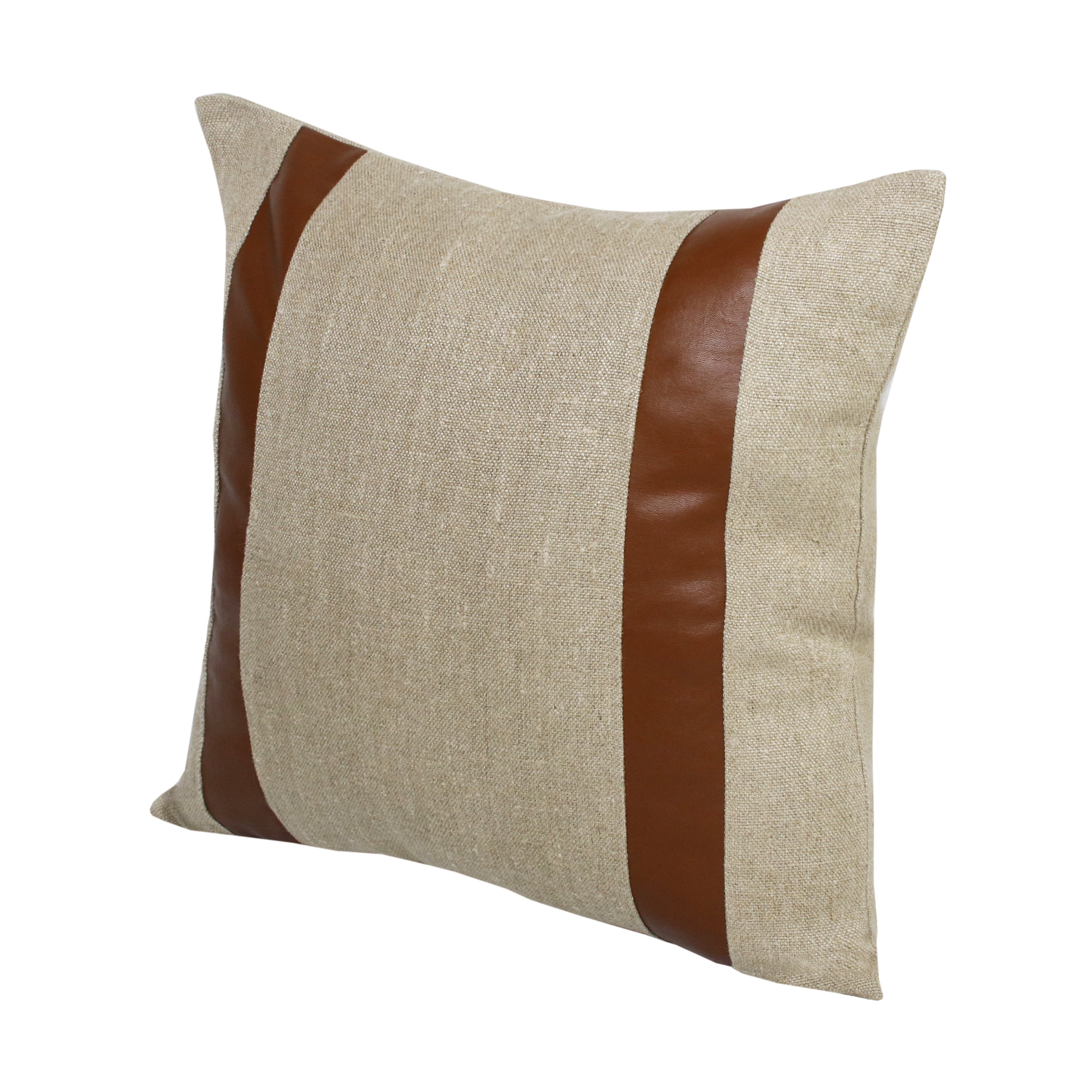 Harlow Hill Faye 20" x 20" Beige/Brown Striped Linen Adult Decorative Throw Pillow Cover