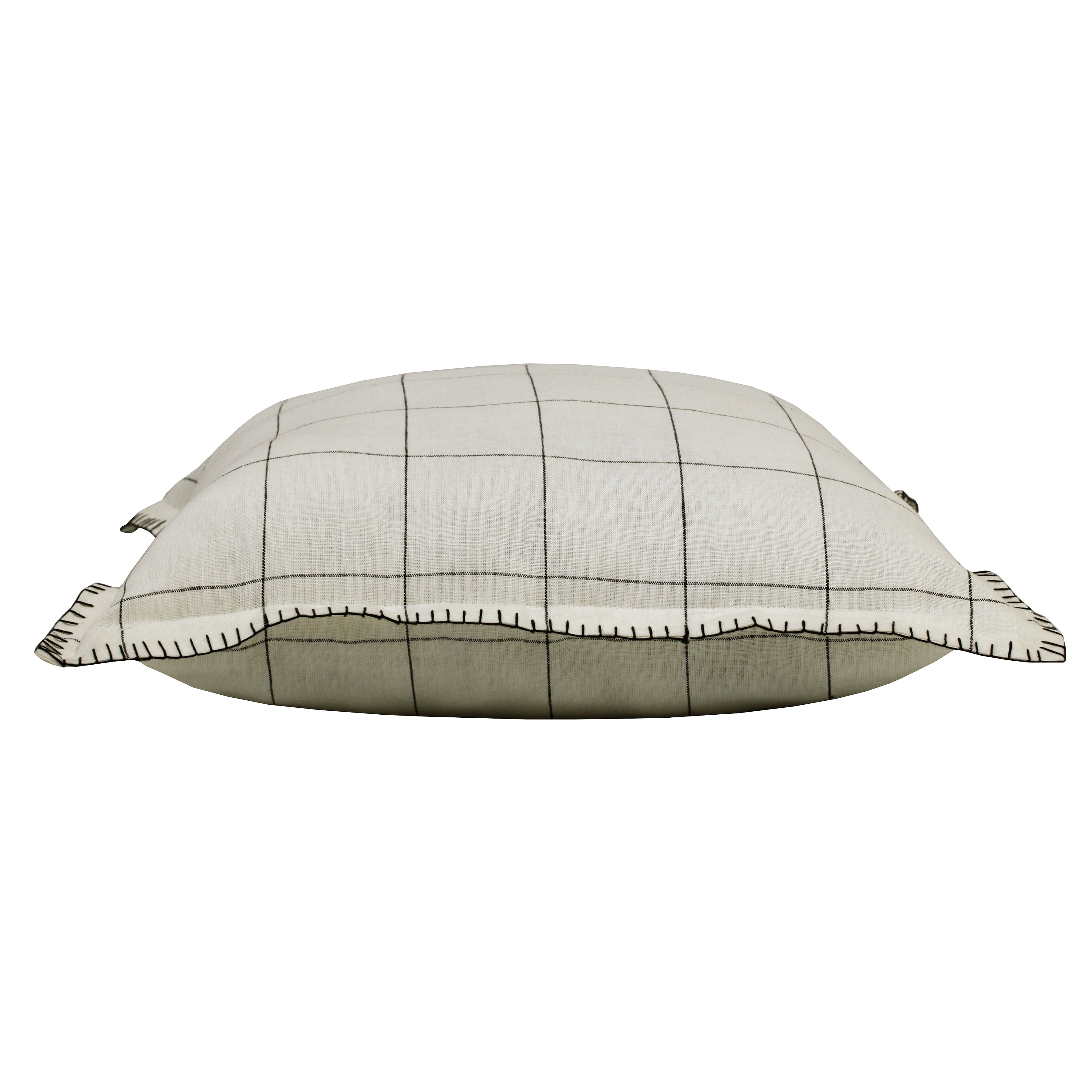 Harlow Hill Faye 20" x 20" Ivory/Black Checkered Linen Adult Decorative Throw Pillow Cover