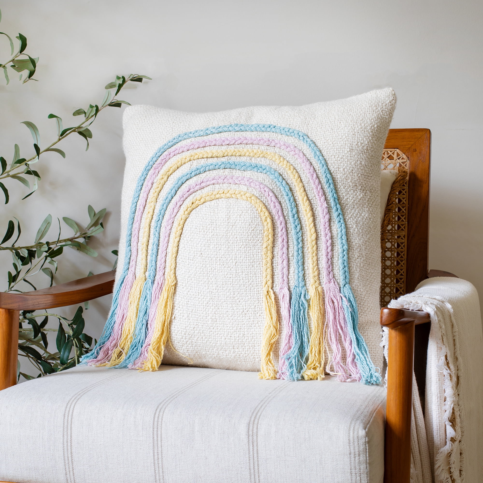 Harlow Hill Hope 20" x 20" Off-White/Multi Abstract Cotton Adult Decorative Throw Pillow Cover