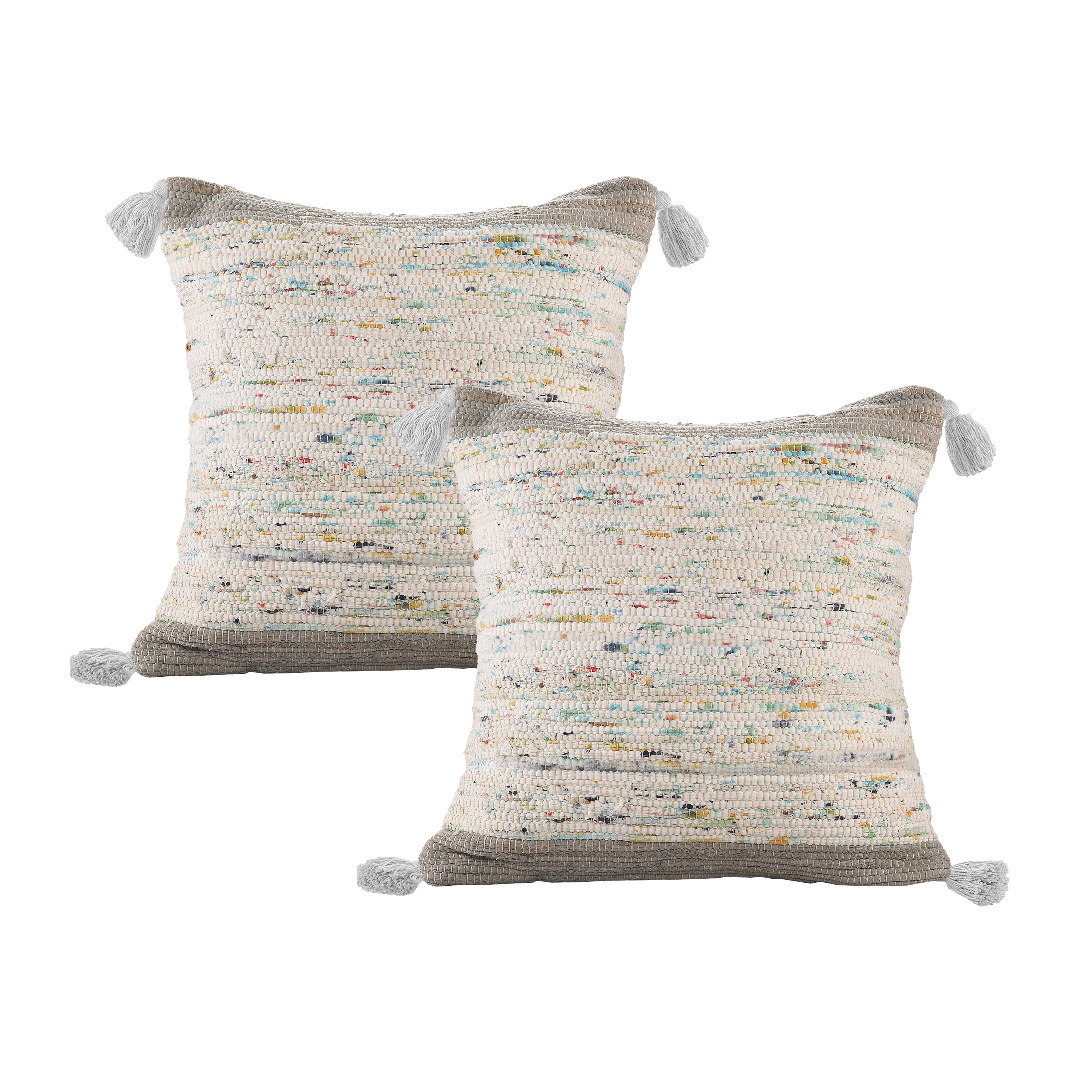 Harlow Hill Luma 20" x 20" Dove/Multi Color Block Cotton Adult Decorative Throw Pillow Cover