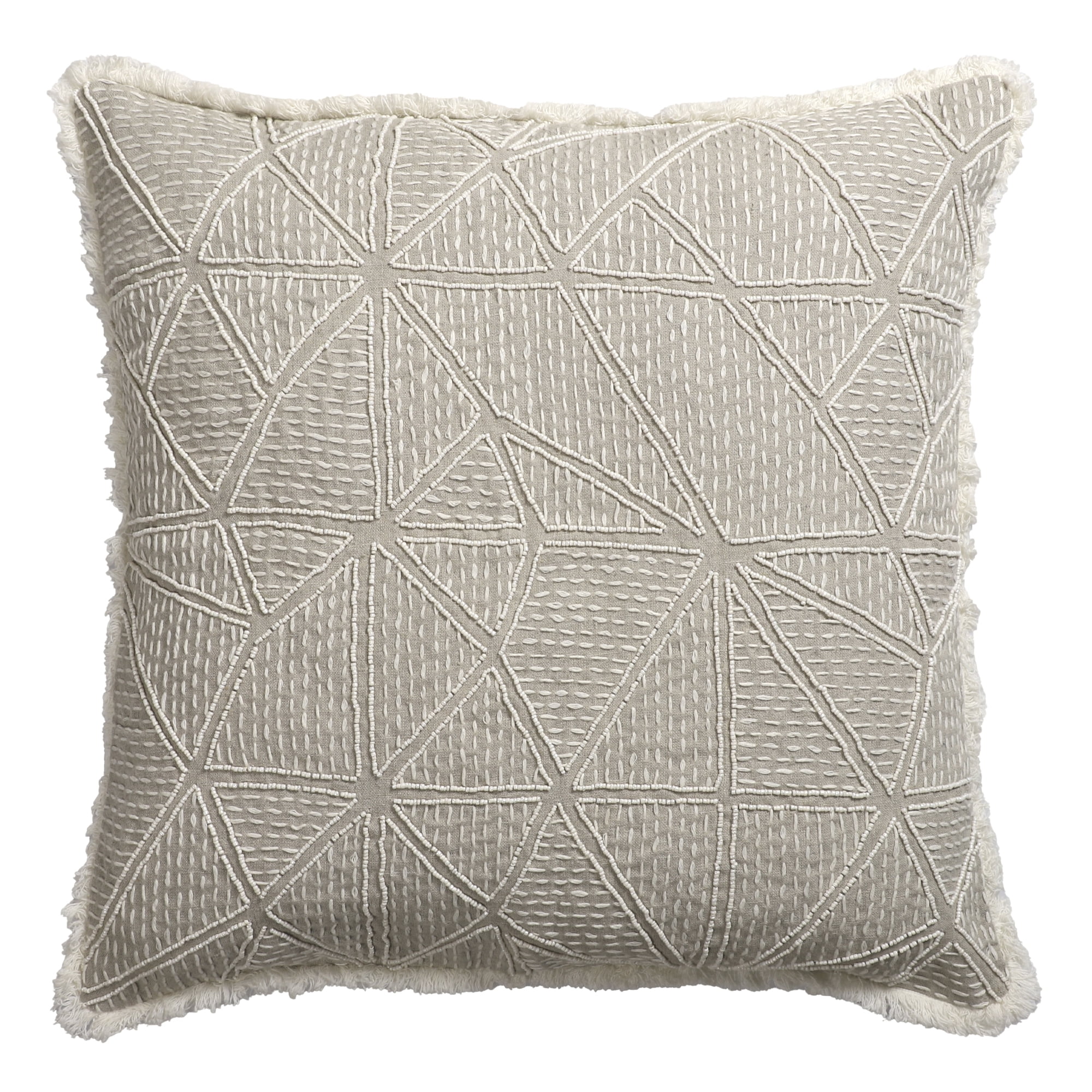 Harlow Hill Paul 20" x 20" Taupe/Ivory Geometric Linen Adult Decorative Throw Pillow Cover