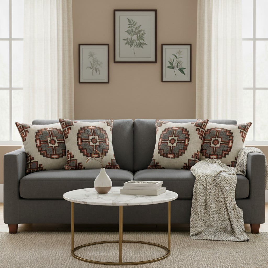 Harlow Hill Qasim 18" x 18" Brown/Beige Geometric Cotton Adult Decorative Throw Pillow Cover