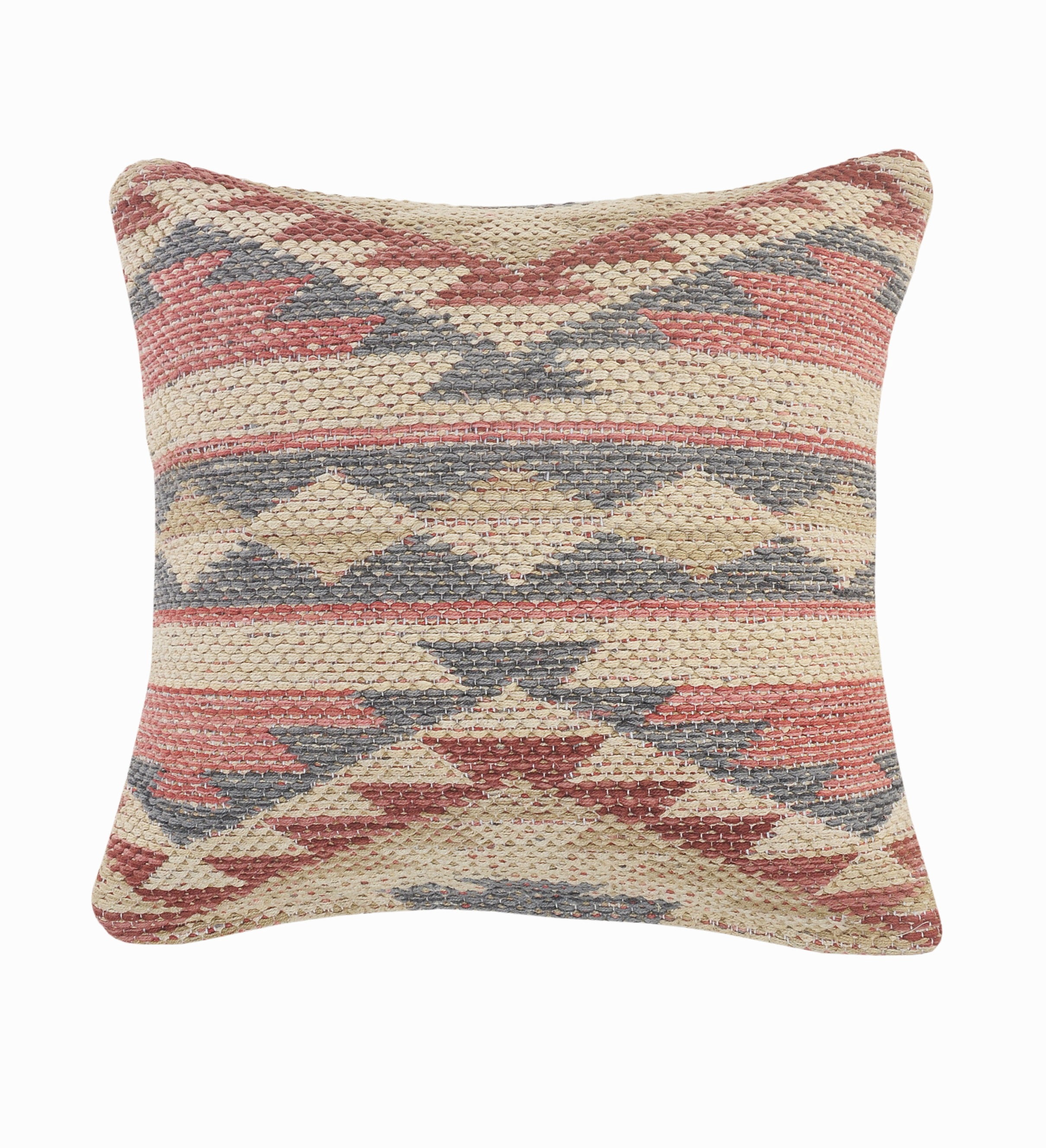 Harlow Hill Qasim Pink/Gray Tribal 18" x 18" Cotton Adult Decorative Feather Filled Pillow