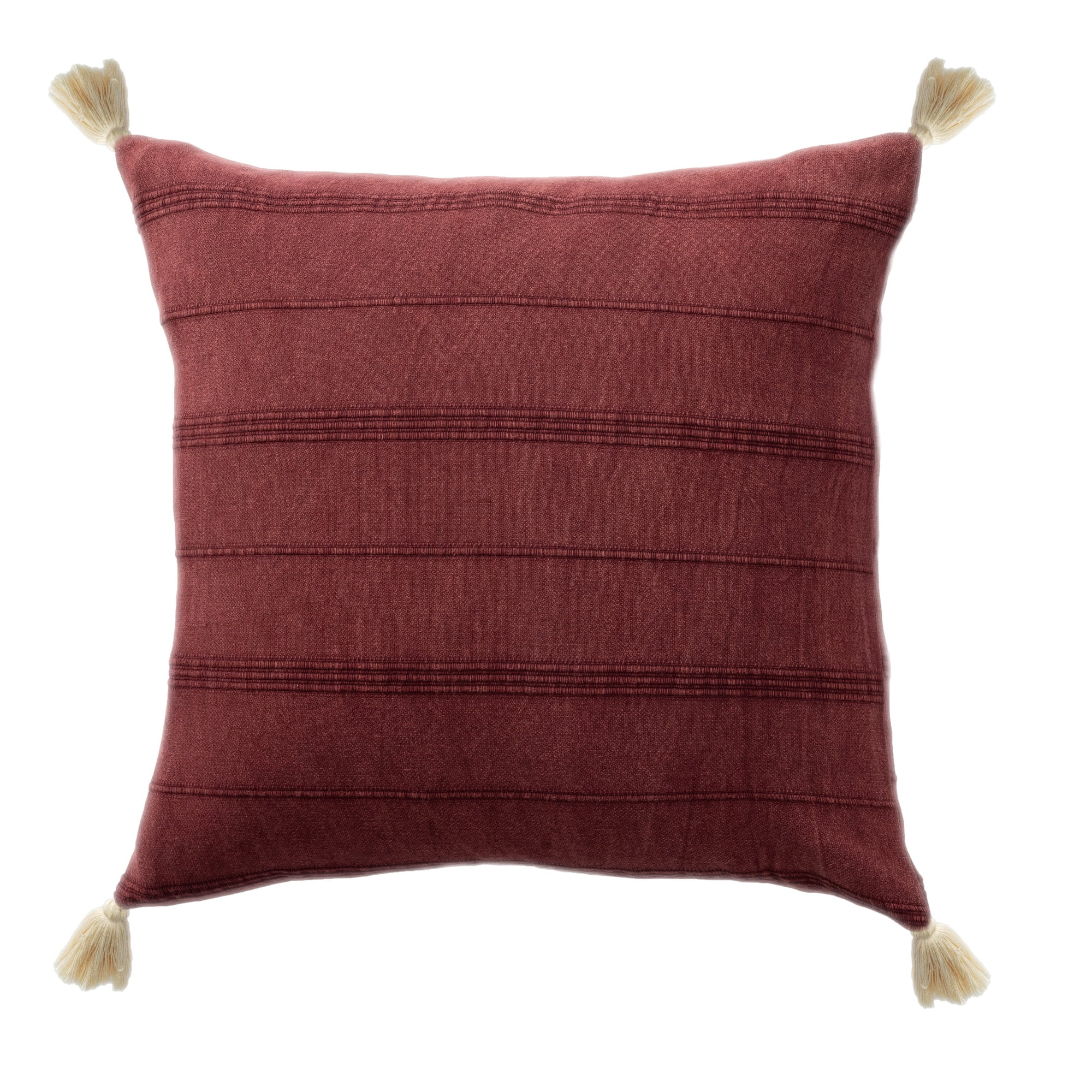 Harlow Hill Sasha 18" x 18" Burgundy Solid Cotton Adult Decorative Throw Pillow Cover