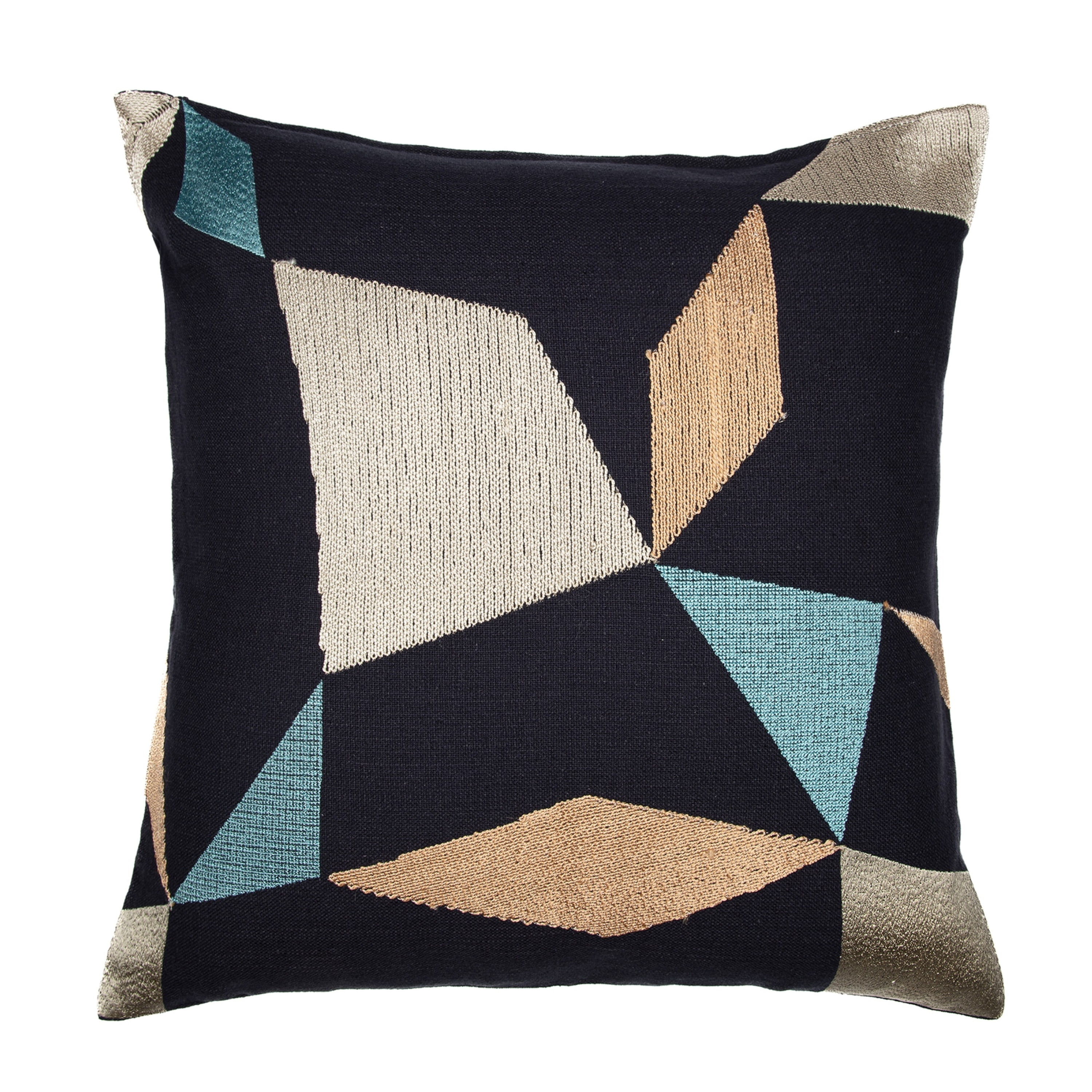 Harlow Hill Stacy Garcia Denim Blue/Beige Geometric 24" x 24" Cotton Blend Adult Decorative Feather Filled Pillow