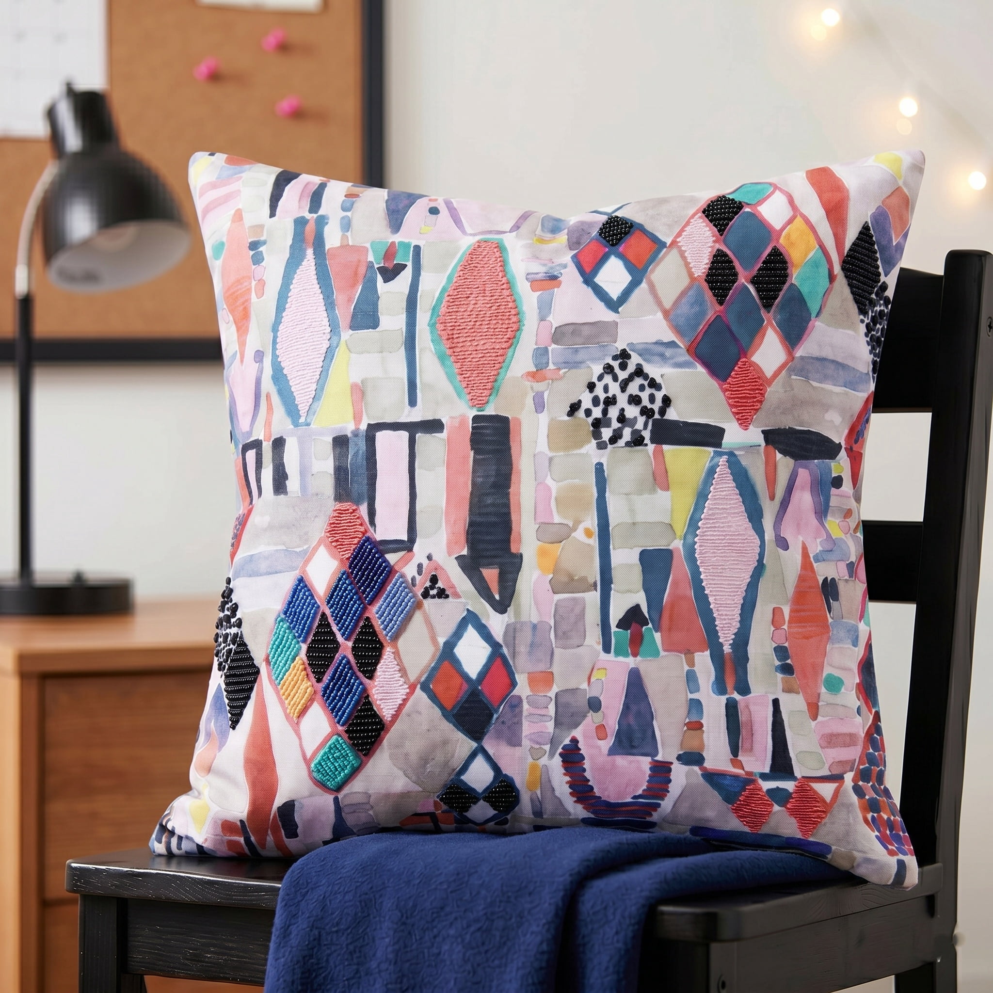 Harlow Hill Stacy Garcia Mutlicolored Abstract 20" x 20" Performance Adult Decorative Feather Filled Pillow